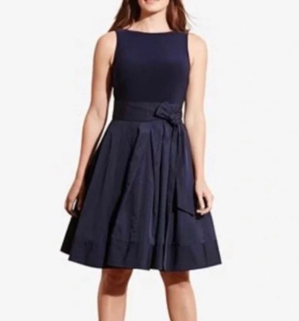 Lauren Ralph Lauren Navy Fit-and-Flare Sleeveless Dress